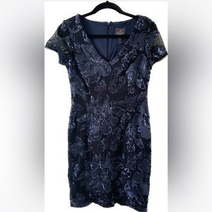 Adrianna Papell Blue Sequins Cocktail Dress | 4
